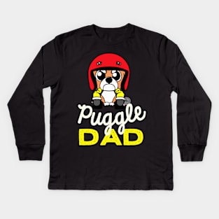 Puggle Dad Racing Dog Owner Retro Dog Father Kids Long Sleeve T-Shirt